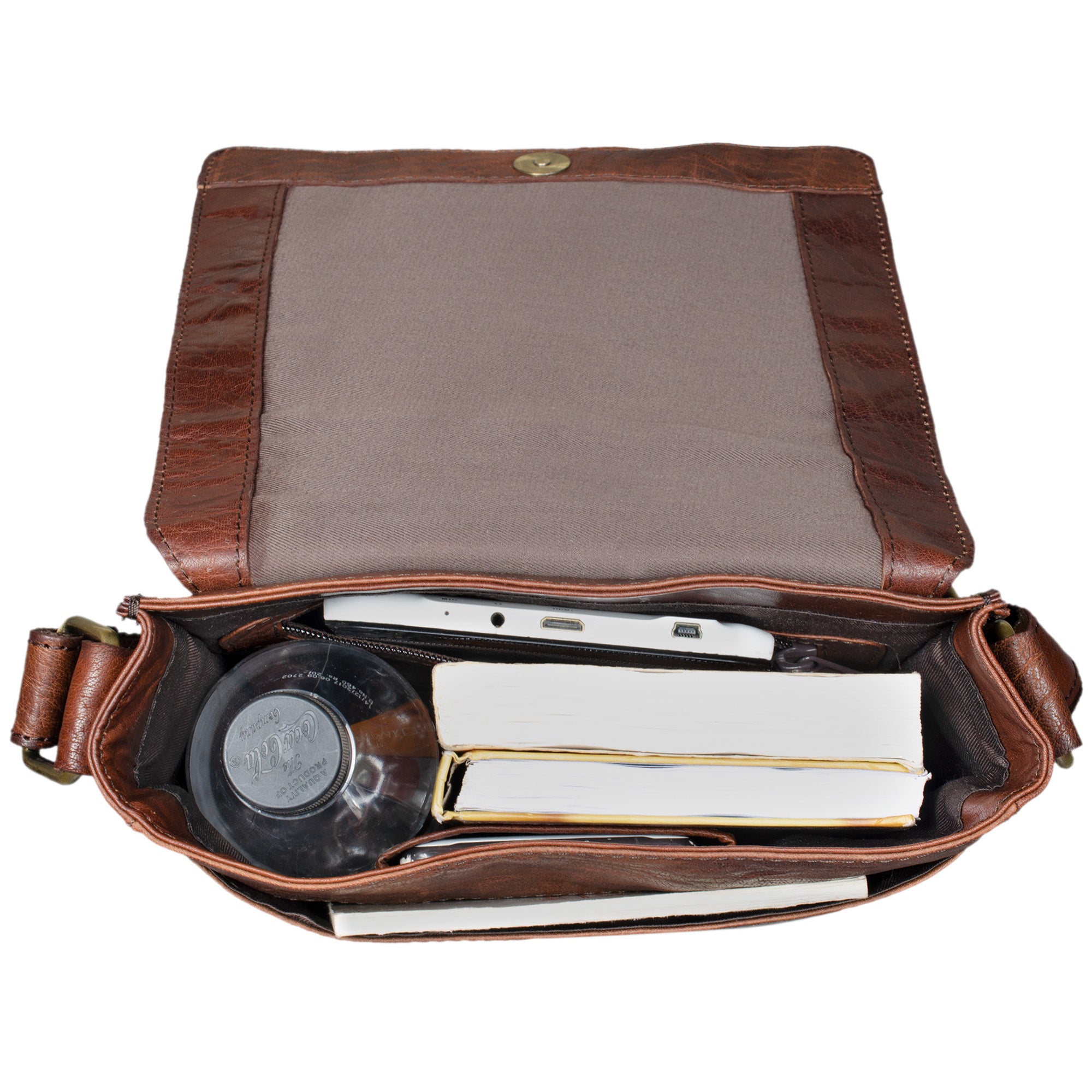 Schultertasche Herren braun
