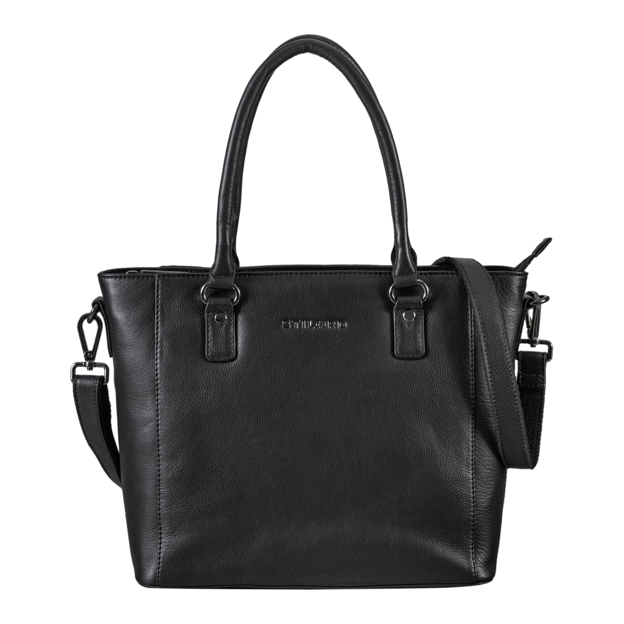 Damen Schultertasche gross Leder schwarz