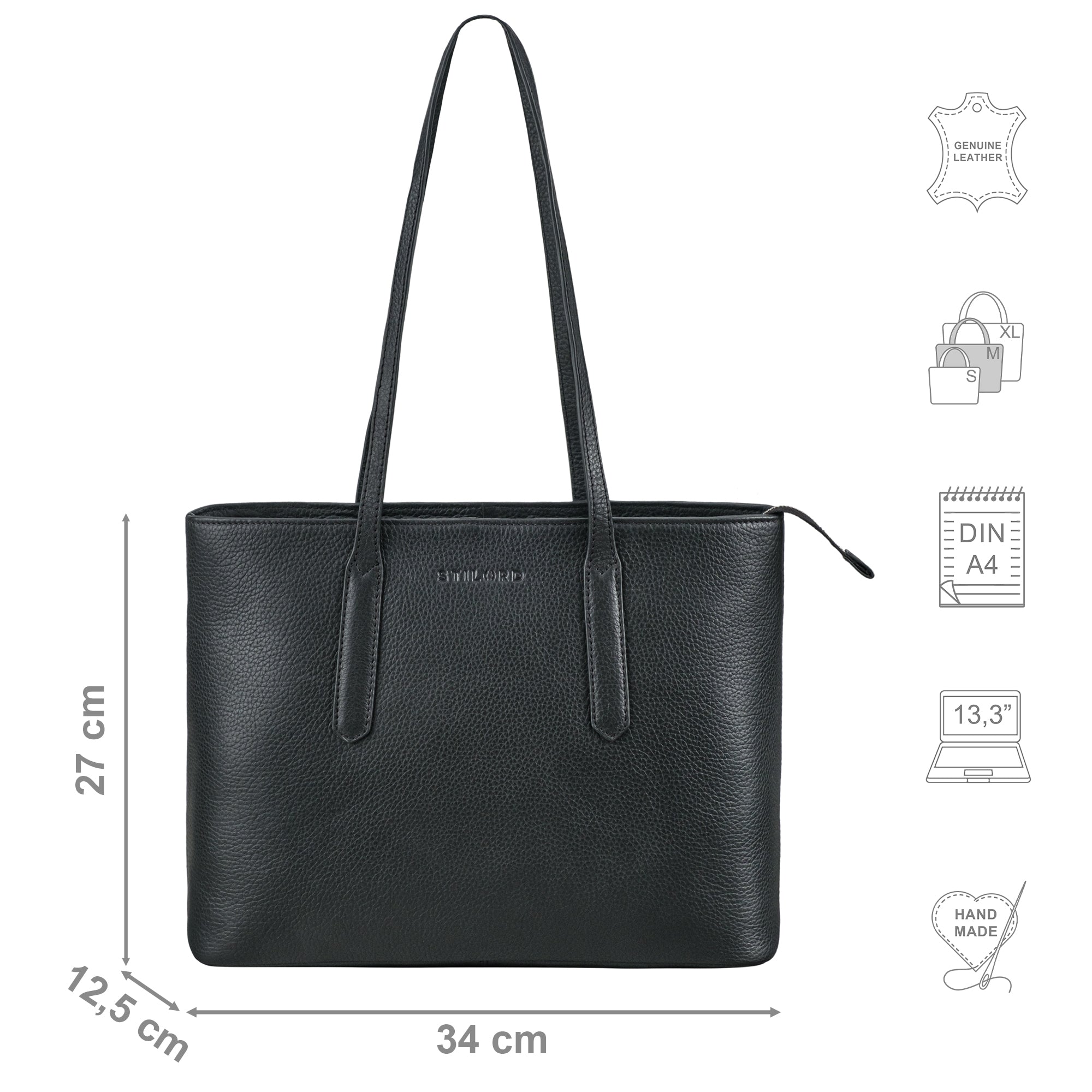 schwarzer Damen Shopper aus Leder