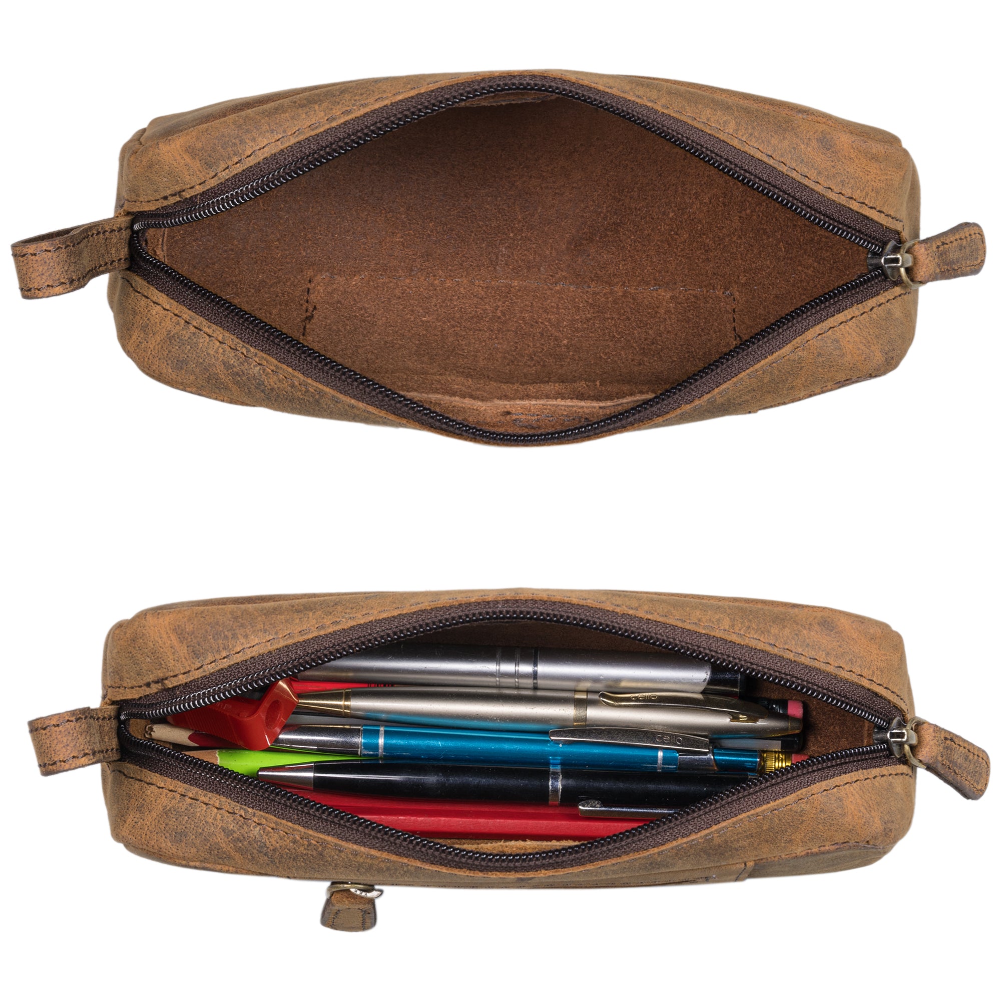 Stifteetui Leder Vintage Braun