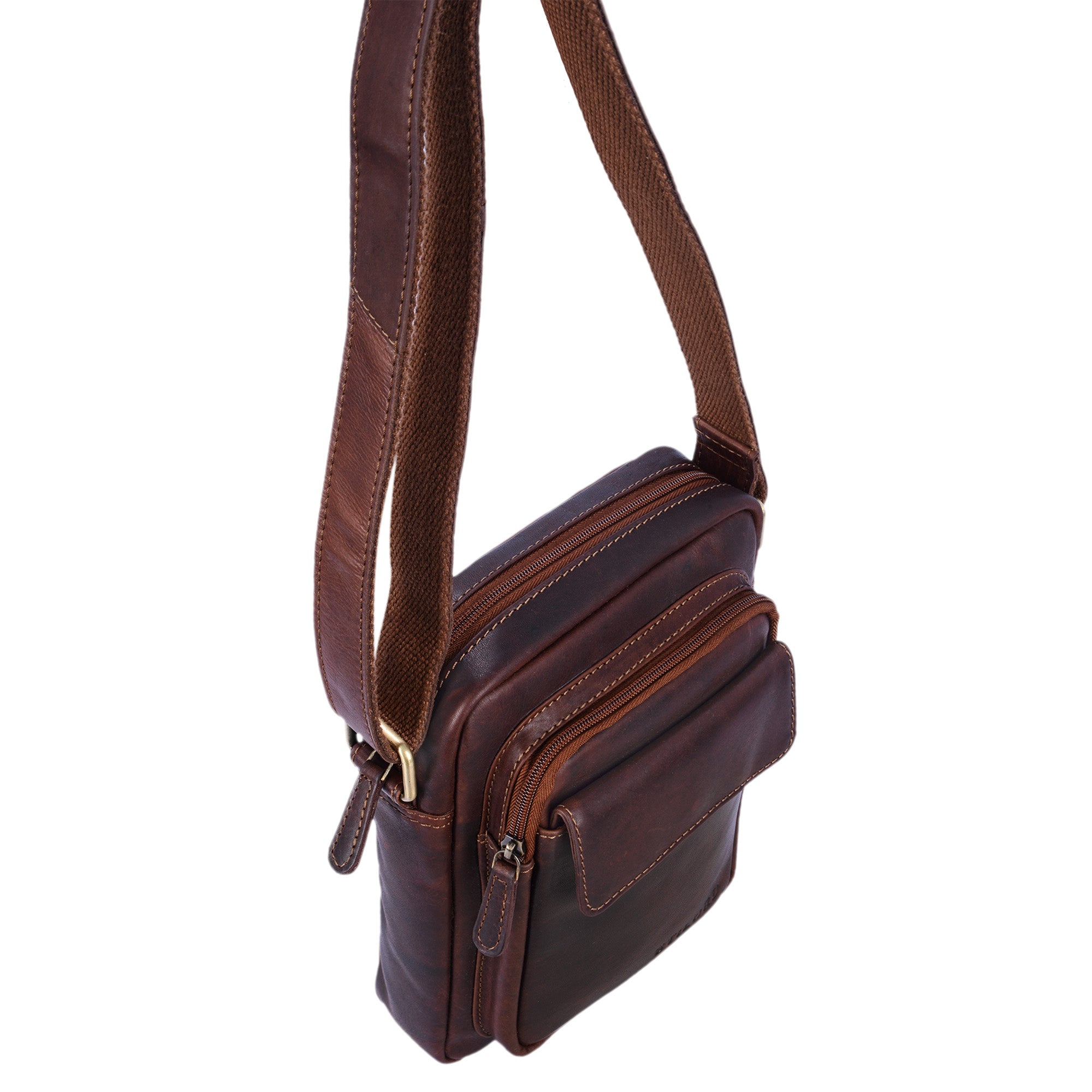 Herren Handtasche Leder braun