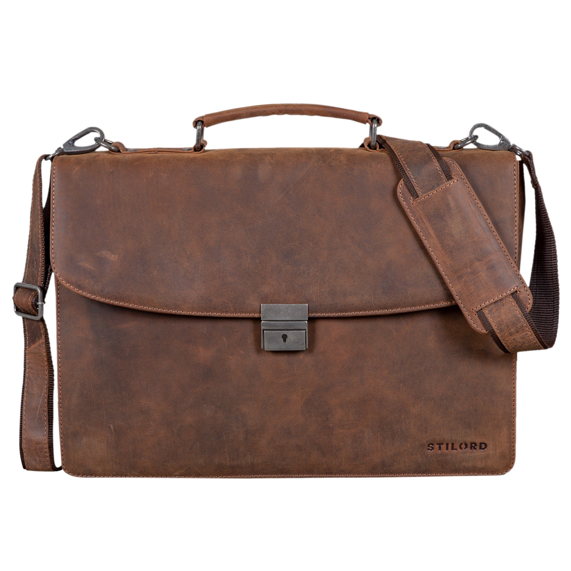 Große Ledertasche Umhängetasche Herren braun