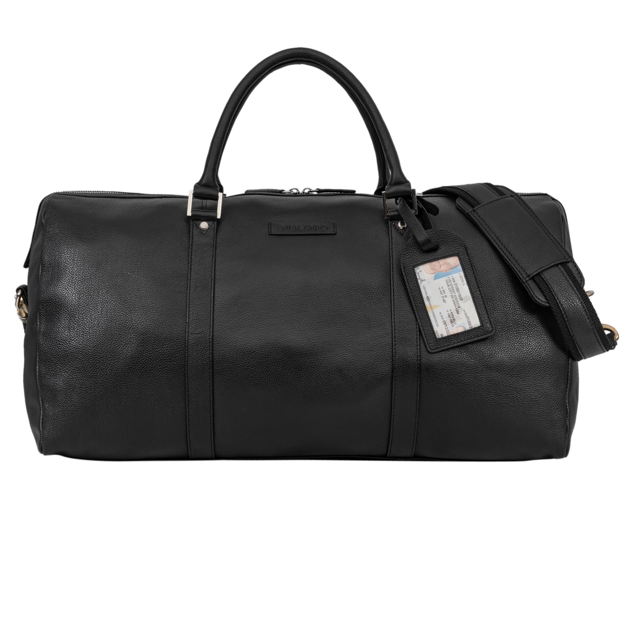 Ledertasche Weekender schwarz