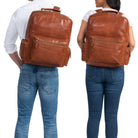 Echtleder Rucksack Orange Leder Damen und Herren groß