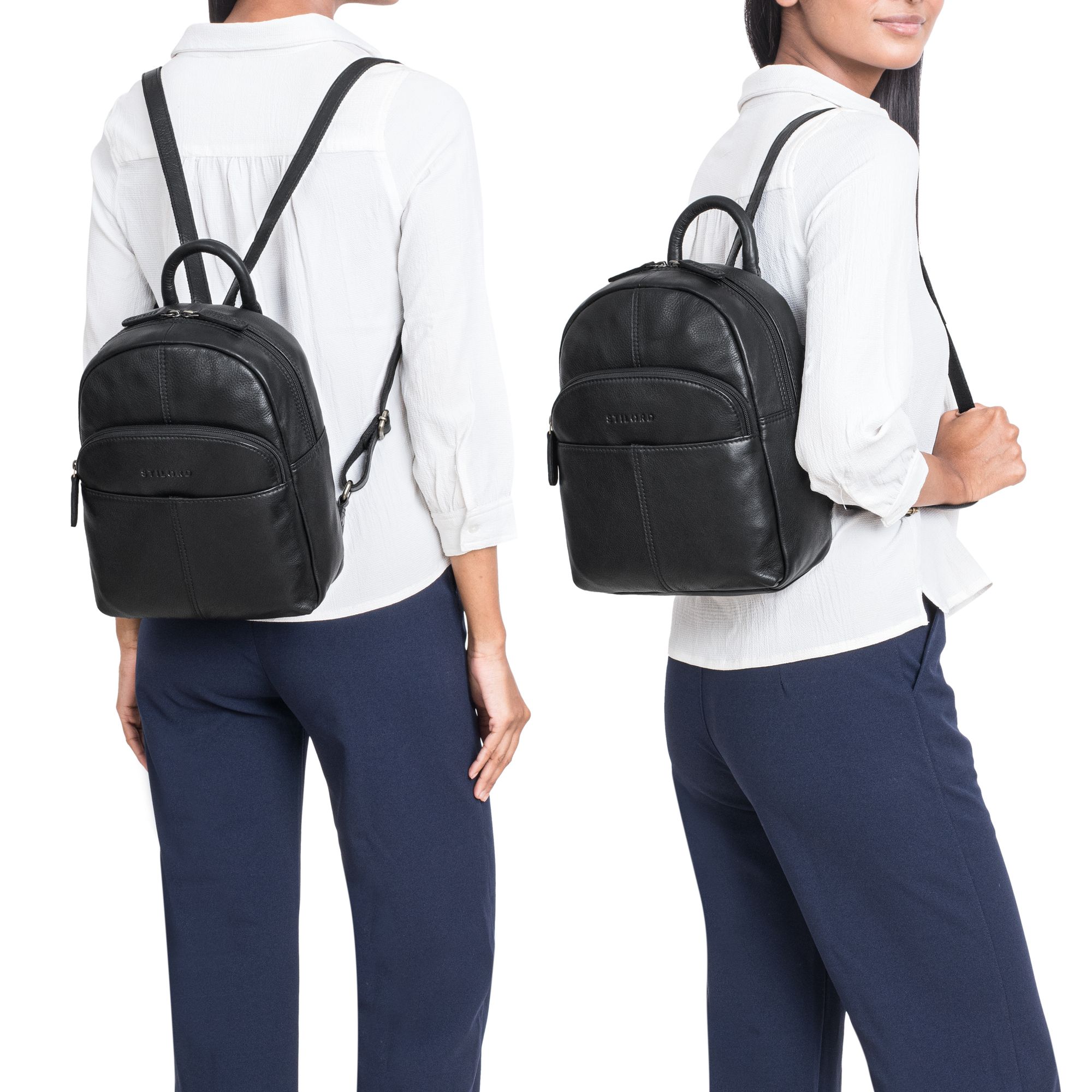 leder rucksack anti diebstahl damen schwarz