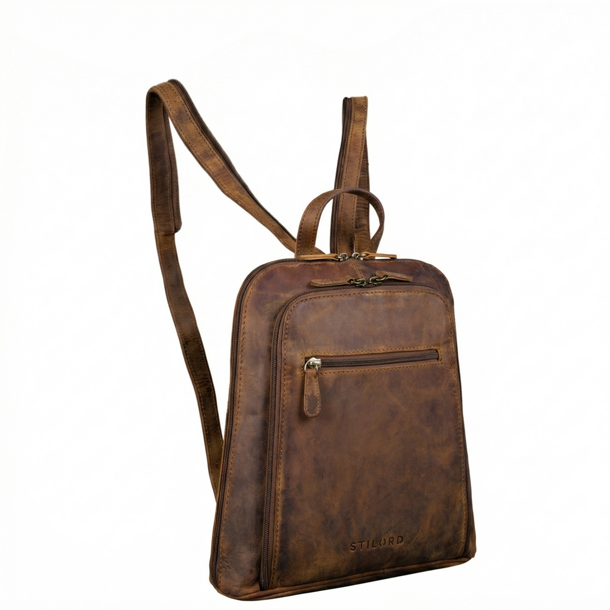 Kleiner City Rucksack Damen Leder Braun
