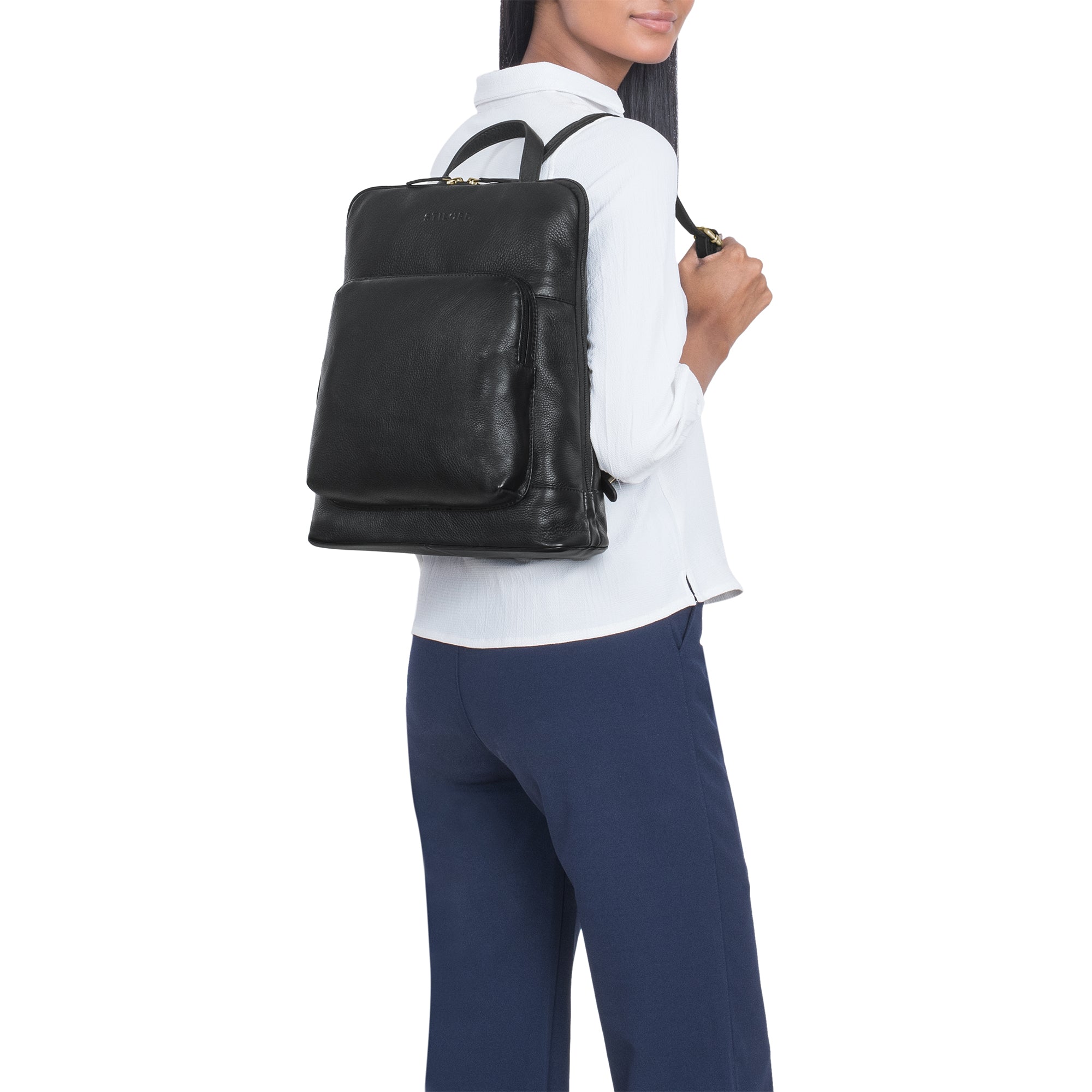 Damen Rucksack Echtleder Schwarz