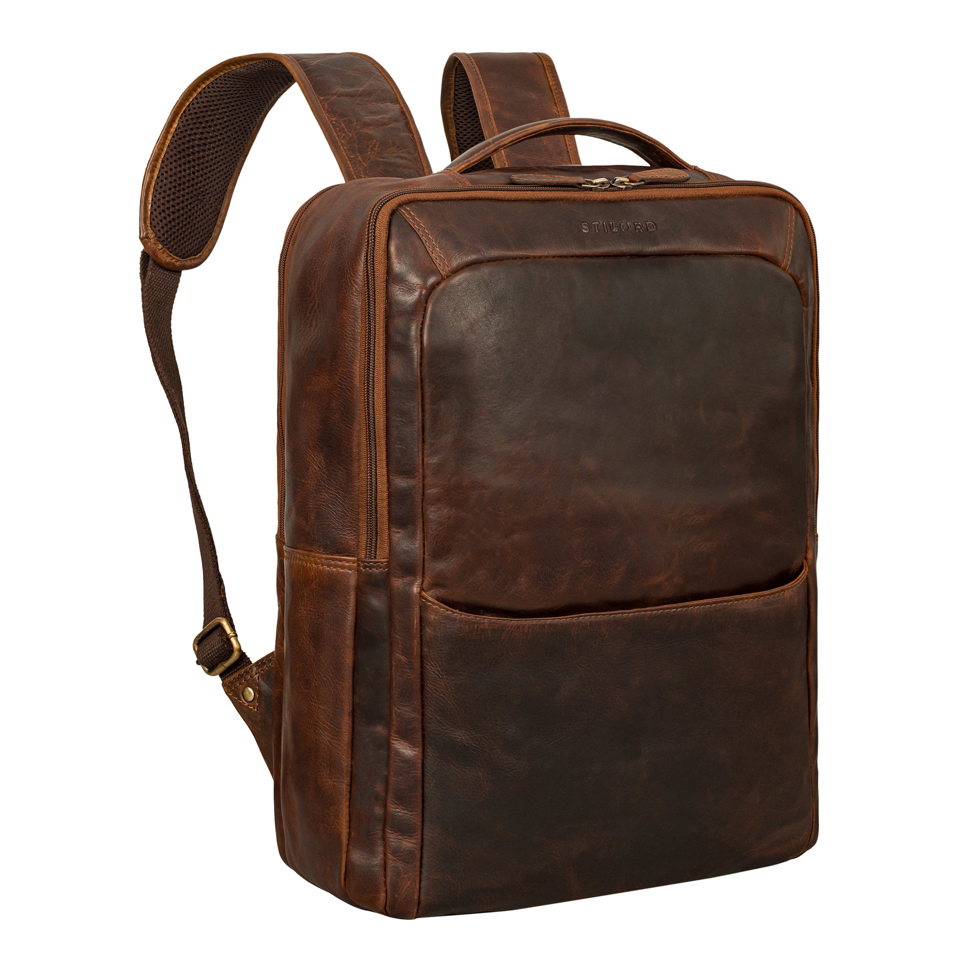 Lederrucksack Damen Glattleder dunkel-braun