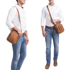 Mittel Große Herren Handtasche Glattleder hell braun