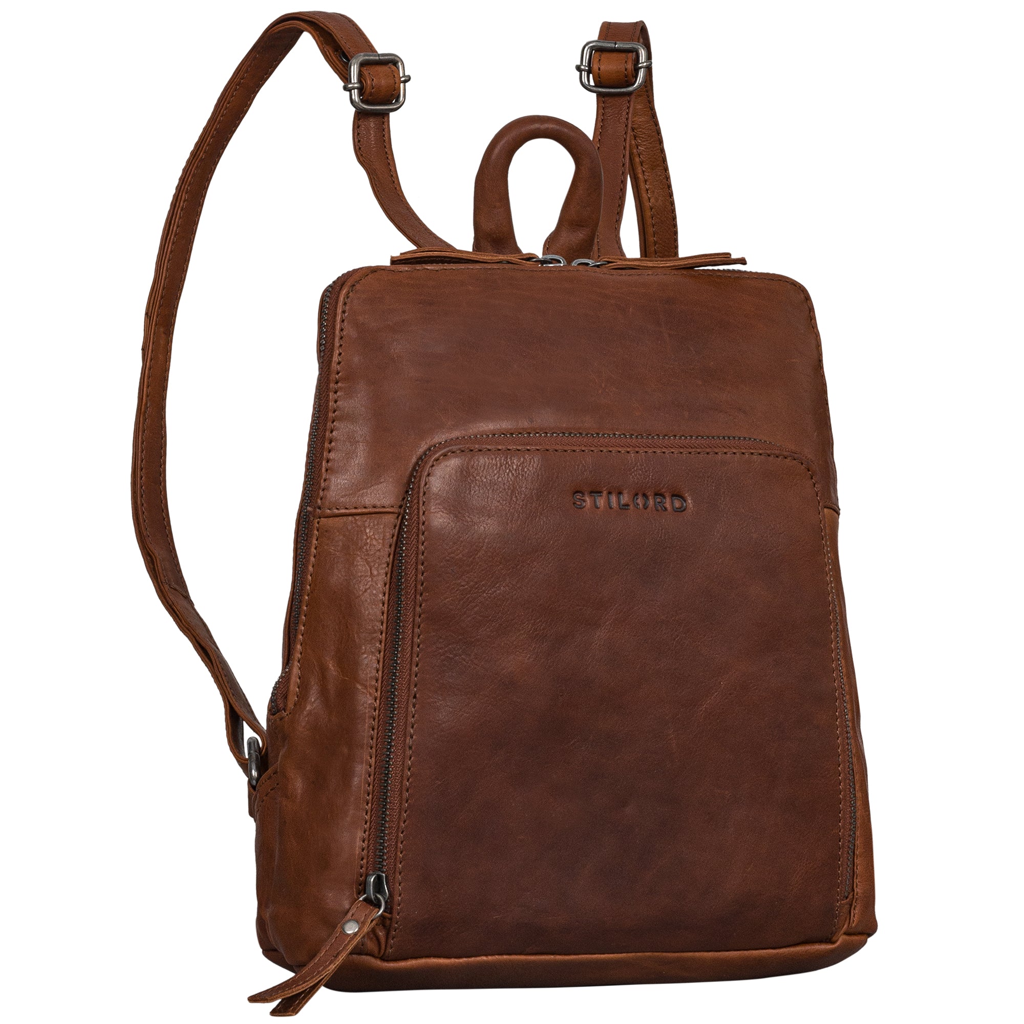 Damen Vintage Rucksack Leder klein braun