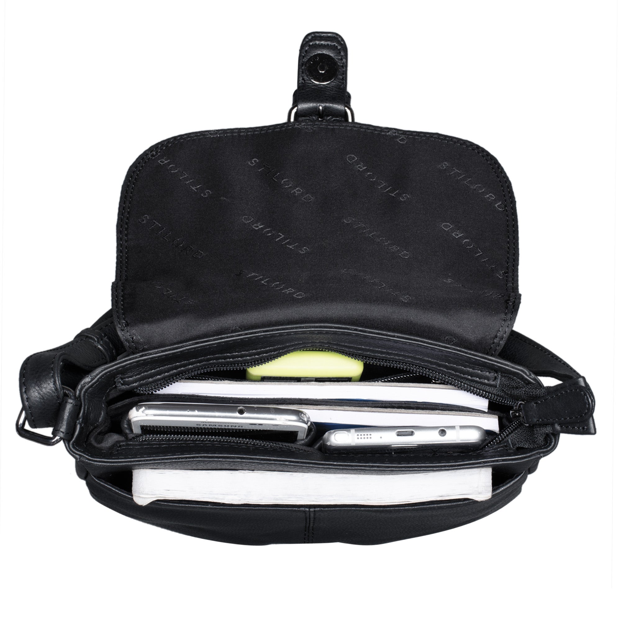 Frauen Schultertasche Schwarz Leder