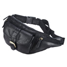 schwarze Leder Gürteltasche Herren Damen Unisex 