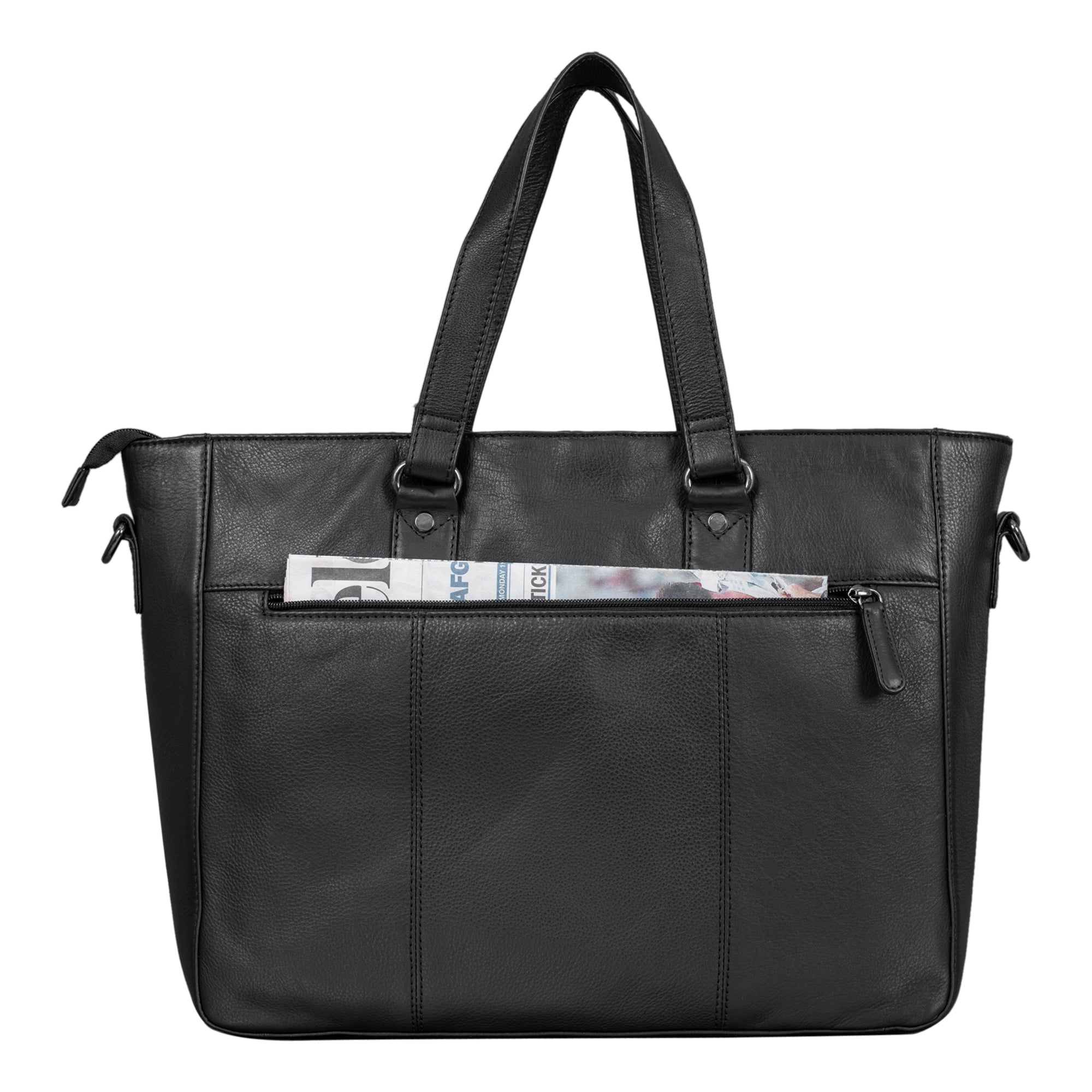Schwarze Shopper Tasche Damen Leder