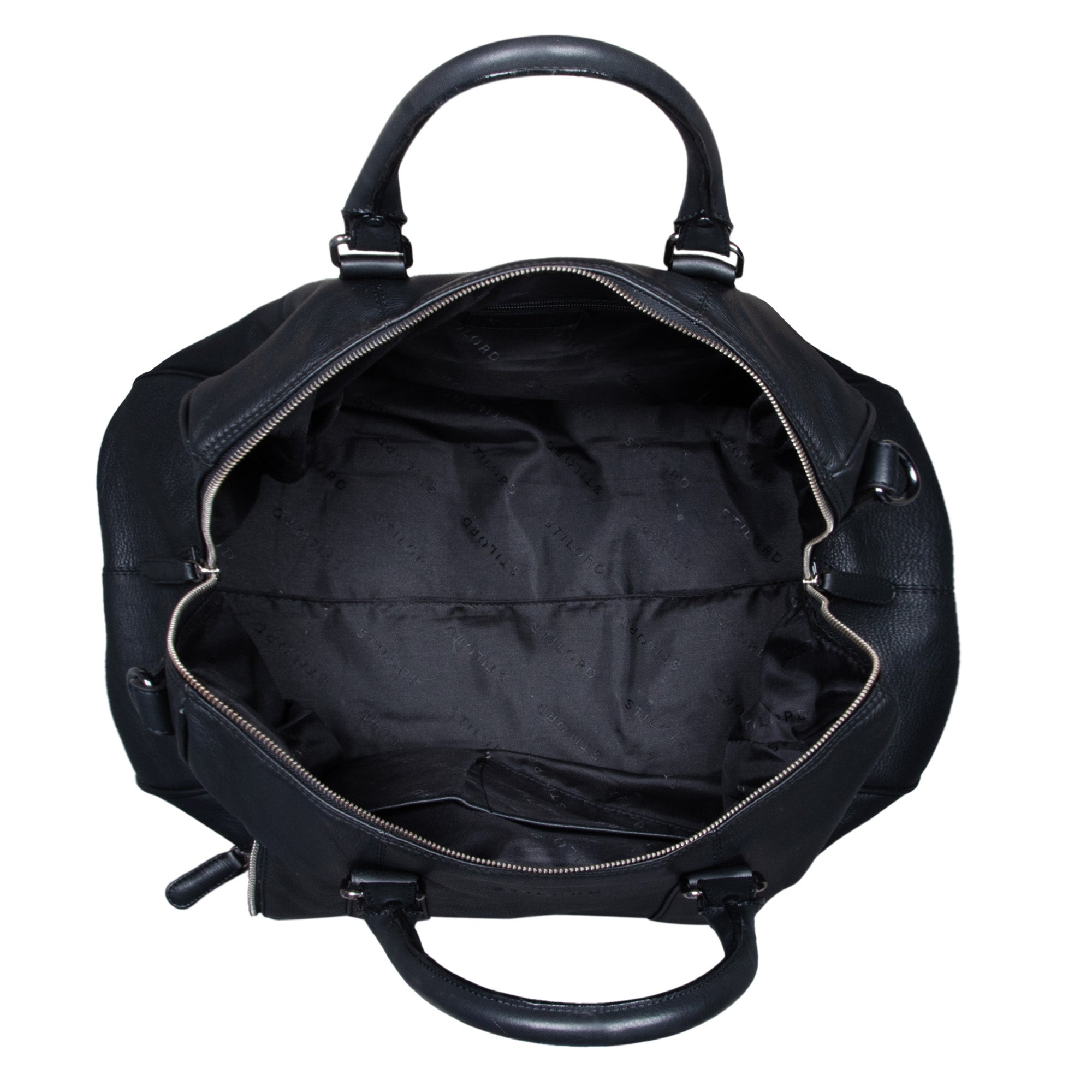 schwarzer Leder Weekender