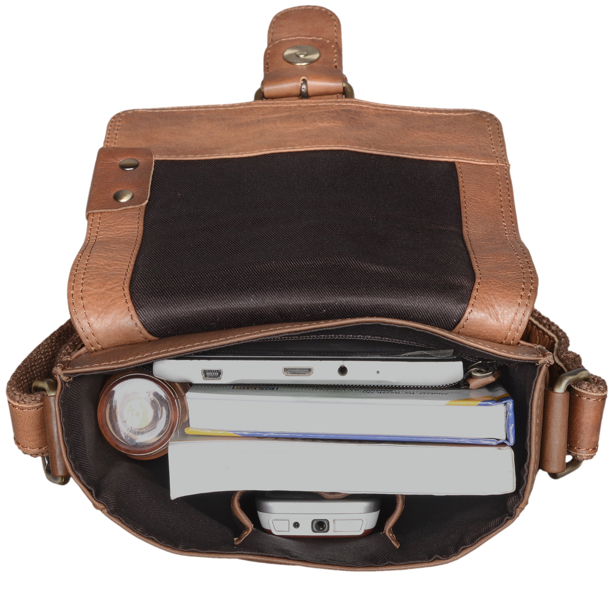 Kleine Leder Umhängetasche braun
